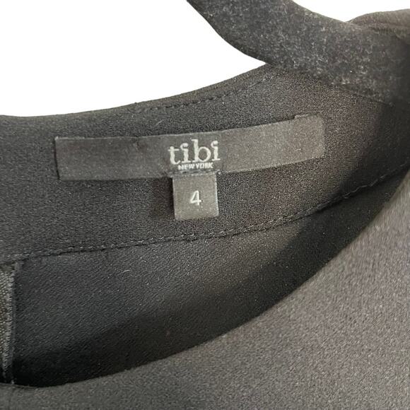 Tibi Tie Sleeve Structured Crepe Black Shift Dress - Picture 5 of 9